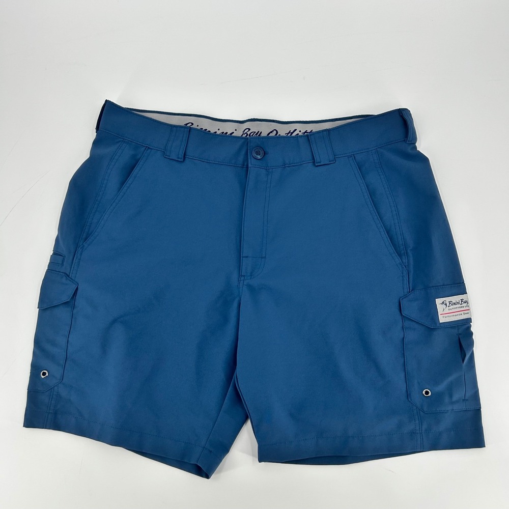 Bimini Bay Outfitters Mens 40 Blue Performance Gear Cargo Fishing Shorts